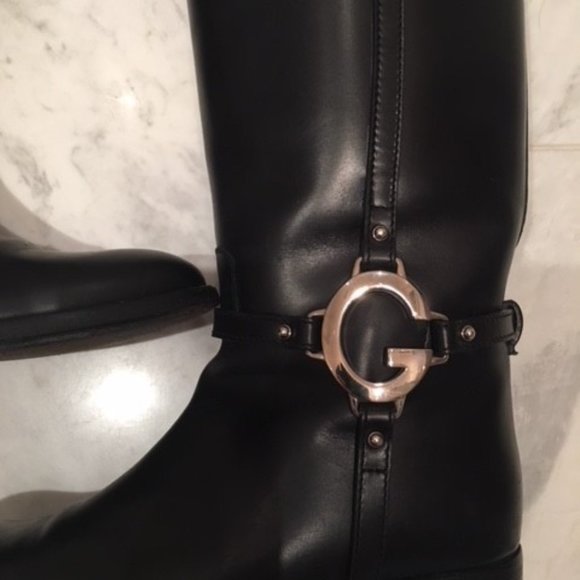 GUCCI Black Riding Boots Size 37 1/2 - Picture 2 of 7